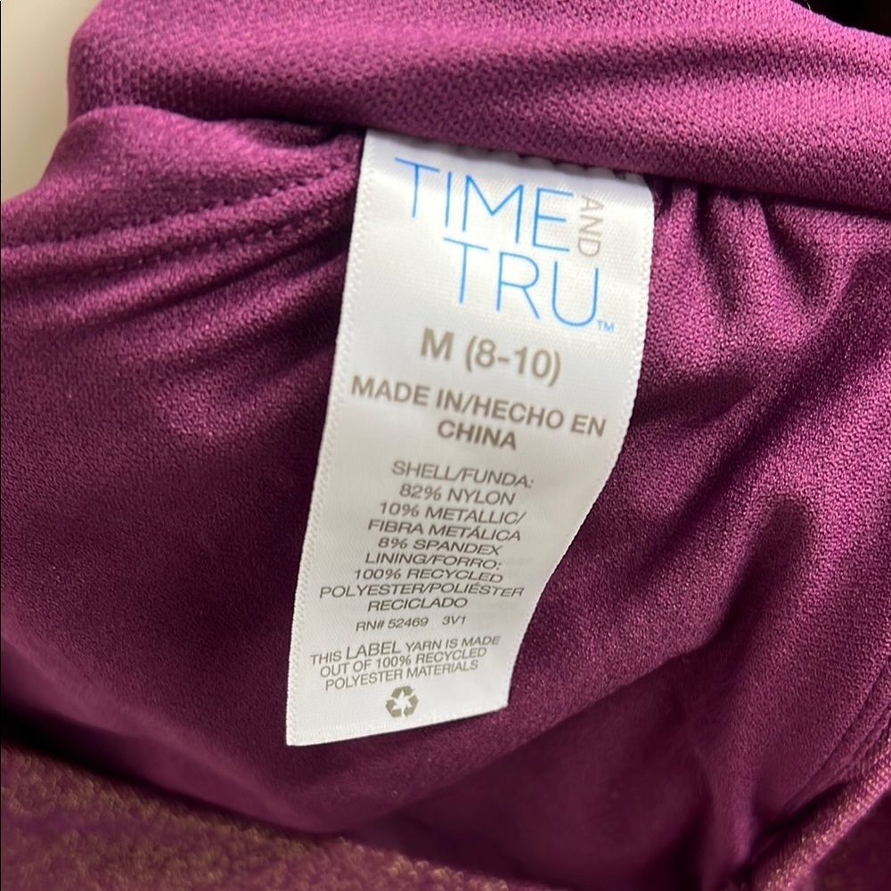 Time and Tru Purple One Piece Asymmetrical Swimsuit - Picture 4 of 4